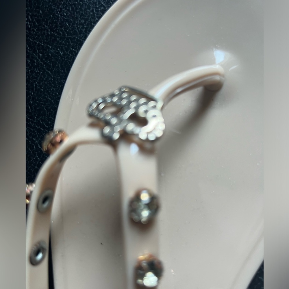 NWOT Juicy Couture Womens Sandal Size 10 Beige Flip Flop Studded Rhineston🌸 - Picture 12 of 15